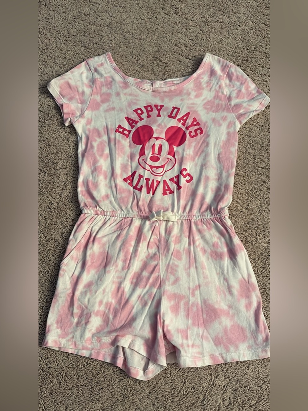 Joe Fresh Pink & White Tie-Dye Mickey Romper